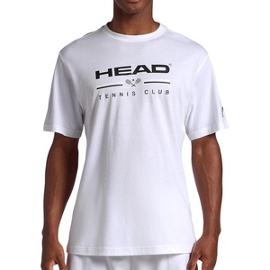 image:imageHead Mens Graphic Crewneck TShirt Standard Fit Soft Midweight CottonPolyester MaterialStark Whitetennis Club